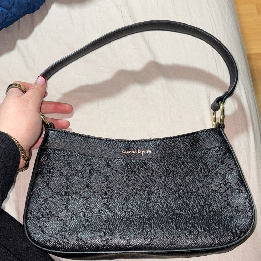 Nanette Lepore Black Embossed Shoulder Bag
